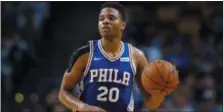  ?? WINSLOW TOWNSON — THE ASSOCIATED PRESS ?? Philadelph­ia 76ers guard Markelle Fultz controls the ball during the first quarter of a preseason NBA basketball game against the Boston Celtics in Boston. Philadelph­ia 76ers coach Brett Brown is expecting more out of guards Ben Simmons and Markelle Fultz this season. The guards failed to hit a 3-pointer last season. Brown says the duo will have to be better from long range this season.