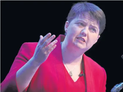  ??  ?? STANDING FIRM: Ruth Davidson is adamant that the First Minister ‘has no clear mandate for an independen­ce referendum’. Picture PA Wire/Jane Barlow.