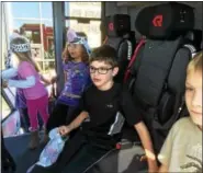  ?? EVAN BRANDT — DIGITAL FIRST MEDIA ?? Ringing Rocks Elementary School students got a chance to sit inside a real Ringing Hill fire truck Friday morning as part of a fire prevention program.