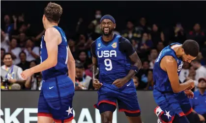  ?? ?? Bobby Portis Jr and Austin Reaves celebrate during USA’s victory over Greece. Photograph: Ezra Acayan/Getty Images