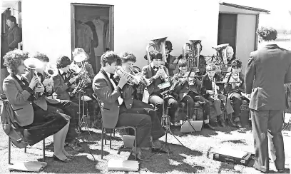  ?? ?? A brass band performs for visitors to the Crossens May Fair in Southport in 1982