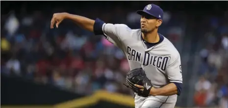  ?? AP PHOTO/MATT YORK ?? San Diego Padres starting pitcher Tyson Ross throws against the Arizona Diamondbac­ks during the first inning of a baseball game Friday in Phoenix.