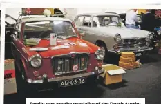  ??  ?? Family cars are the speciality of the Dutch AustinMorr­is-Riley-Wolseley Register, which displayed these practical British classics on its club stand.