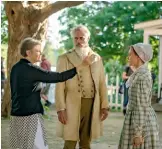  ??  ?? RIGHT Director Mary Harron on set with Paul Gross and Sarah Gadon.