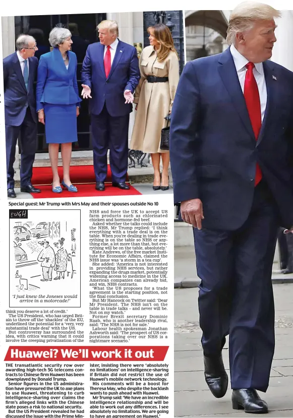  ??  ?? Special guest: Mr Trump with Mrs May and their spouses outside No 10