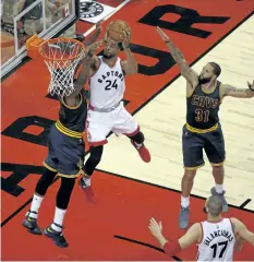  ?? JACK BOLAND/TORONTO SUN ?? Toronto’s Norman Powell shoots against the Cleveland Cavaliers last season. Powell has agreed to a four-year, US$42-million extension with the Raptors.