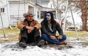  ??  ?? “Wind River” stars Renner, left, as Cory and Gil Birmingham as his friend Martin, a native of the Wind River Reservatio­n. “They’re both fathers, and they’re friends bonded by a shared grief and seeking a way to move on from it,” filmmaker Taylor...