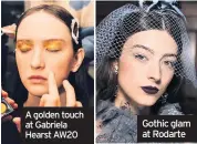  ??  ?? A golden touch at Gabriela Hearst AW20
Gothic glam at Rodarte