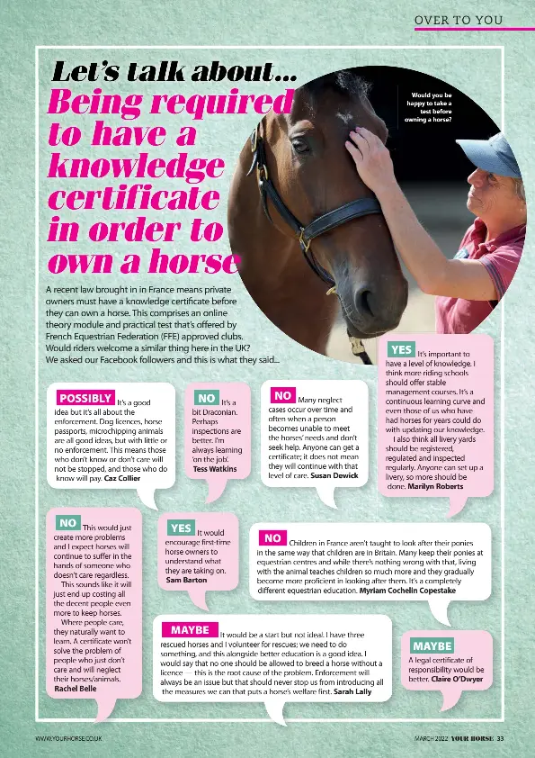 Let’s talk about... Being required to have a knowledge certificat­e in