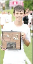  ?? Bud Sullins/Special to the Herald-Leader ?? Siloam Springs sophomore Eli Jackson earned the Most Valuable Player award for the Class 6A state championsh­ip game after scoring three goals.