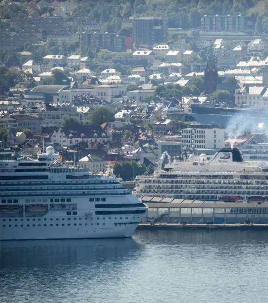  ??  ?? VIL HA LANDSTRØM: Når vi kan lese at cruiseflåt­en som besøker Bergen i år vil brenne av naermere 7000 tonn drivstoff ved kai, stiller jeg meg Stein Lier-Hansen.