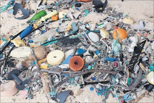  ?? [JENNIFER LAVERS/THE ASSOCIATED PRESS] ?? Plastic is strewn on the beaches of Henderson Island in the South Pacific. Though no humans live on the island, it is filled with trash that has washed up there because of where the island is situated and the ocean currents.