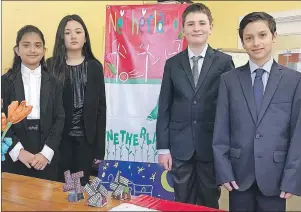  ?? SUBMITTED PHOTO ?? Harbourvie­w Montessori School students Sarwat Naeem, Tia Hanna-Yun, Graydon MacIsaac and Manny Strong will act as delegates when they travel to Rome to take part in the Internatio­nal Model United Nations Conference this month.