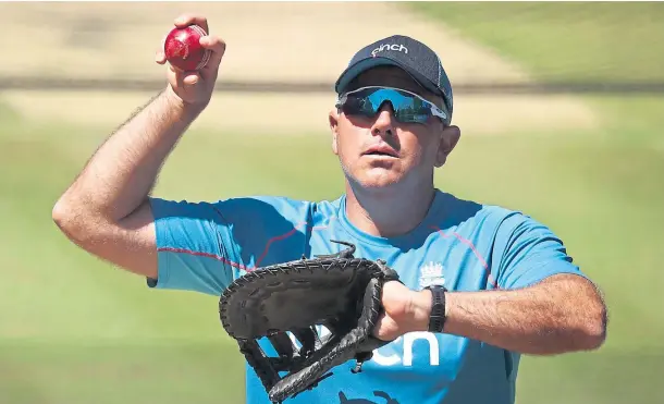  ?? ?? ISOLATING: England coach Chris Silverwood during a nets session at Melbourne Cricket Ground. He has joined growing ranks of positive cases.