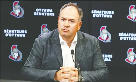  ?? TONY CALDWELL FILES ?? Ottawa Senators general manager Pierre Dorion says he sees former broadcaste­r Pierre McGuire, who joins the team as senior VP of player developmen­t, as someone who will help with input on scouting and player movement.