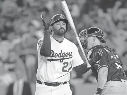  ?? USA TODAY SPORTS ?? Los Angeles Dodgers Matt Kemp reacts after striking out against the Milwaukee Brewers in Game 3.