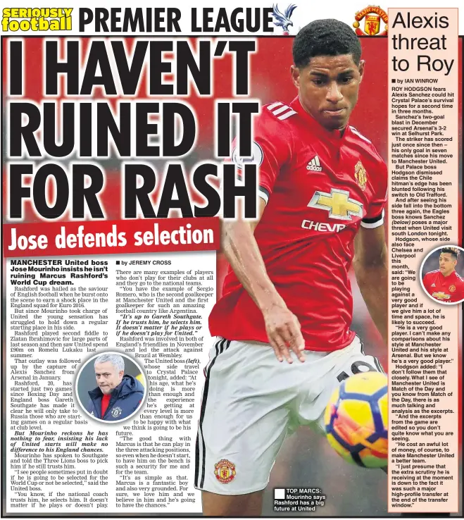  ??  ?? TOP MARCS: Mourinho says Rashford has a big future at United