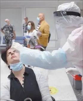  ?? Photo: Contribute­d ?? Stalled recovery… A passenger being tested for Covid-19 before boarding an aircraft.