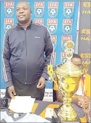  ?? ?? HRFA Deputy Secretary Ntokozo Tsela making his submission­s during the presentati­on.