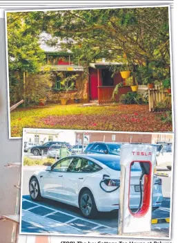  ?? ?? (TOP) The Ivy Cottage Tea H House at t Paluma is for sale. (ABOVE) A Tesla at a recharge station.