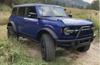  ?? ?? The 2021 Ford Bronco in offroad setting near Drake. (Bud Wells photos)