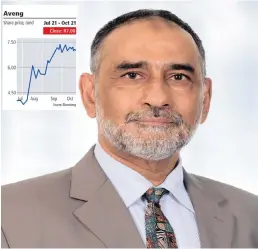  ??  ?? Aveng’s chairman, Mahomed Seedat, says the planned return to reasonable profitabil­ity and reversal of the negative working capital and cash flow cycle is progressin­g.