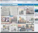  ??  ?? The League of Liberal Thammasat for Democracy shows a front page report from mainstream media which carried photos of their football match parade and flash-card presentati­on.