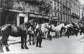  ??  ?? Des chevaux réquisitio­nnés à Paris durant la Première Guerre mondiale.