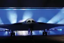  ?? AP PHOTO ?? SNEAKY STRIKER
The B-21 Raider stealth bomber is unveiled at Northrop Grumman in Palmdale, California on Friday, Dec. 2, 2022.