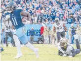  ?? GARY MCCULLOUGH/AP ?? Titans wide receiver A.J. Brown (11) has recently opened up about his battle with depression, saying he had thoughts of suicide.