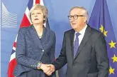  ?? PHOTO: DAMIEN EAGERS/INM ?? In the spotlight: Top, Hailey Keirse with a screengrab of Leo Varadkar and Jean-Claude Juncker, pictured above with Theresa May.