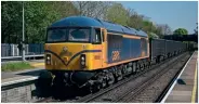  ?? CHRIS WEST ?? Access rights for freight will be protected under the GBR plan. GBRf No. 69003 passes Barnes on April 21.