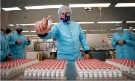  ?? Photograph: Getty Images ?? Australian prime minister Scott Morrison visits a plant making the AstraZenec­a Covid vaccine in Melbourne in February. This month he admitted that most Australian­s might not be immunised by the end of the year.