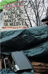  ?? ALAMY. ?? The protest site in Euston Square Gardens East on January 27. HS2 Ltd has warned that protestors camped in a tunnel beneath the site are putting themselves, the emergency services and the general public at risk.