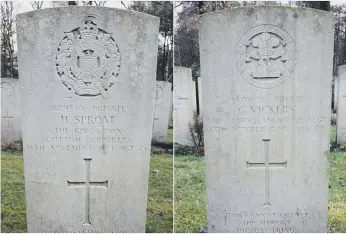  ??  ?? The graves of Henry Sproat from Sunderland and George Vickers of Jarrow.