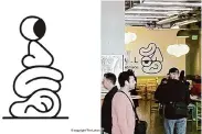  ?? Left: Courtesy of Tim Lahan. Right: Caleb Pershan/The Chronicle ?? Artist Tim Lahan says imagery at Saluhall, right, is “blatantly copied” from his own work, left.