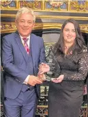  ??  ?? Well done Angela Crawley with Commons Speaker John Bercow