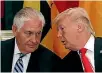  ?? PHOTO: REUTERS ?? Donald Trump has extended an olive branch to Rex Tillerson during a lunch at the White House.