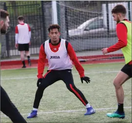  ??  ?? Sligo Rovers’ Will Seymore during pre-season training at The Showground­s.