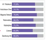  ??  ?? Patzer im Pflichtpro­gramm: Bei der prozentual­en Verteilung der Punkte für die Messungen zu allen getesteten Webseiten trägt Liwest die rote Laterne.