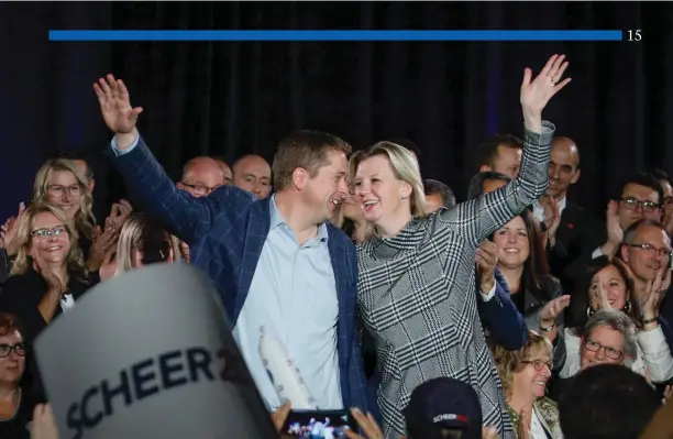  ?? Andrew Scheer Flickr photo ?? Conservati­ve Leader Andrew Scheer and his wife Jill on the campaign trail in the final days of the campaign. She and their five kids provided some the best human moments of his campaign.