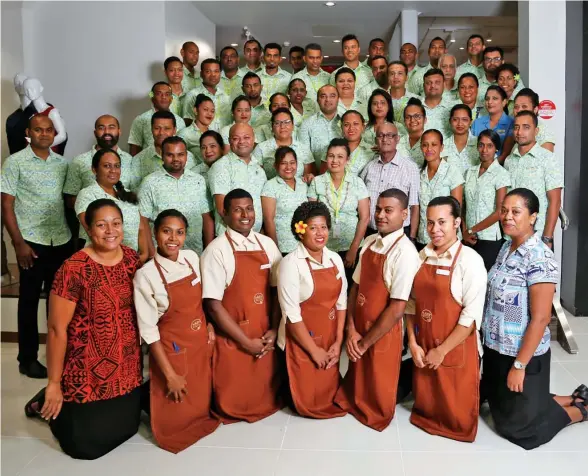  ?? Photo: Jack’s of Fiji ?? Staff of Jack’s of Fiji Pier Street Suva during the re-opening of the shop on February 8, 2019.