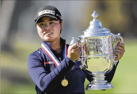  ?? JED JACOBSOHN/AP 2021 ?? Yuka Saso of the Philippine­s celebrates her victory June 6 in the U.S. Women’s Open at the Olympic Club in San Francisco. Saso says the past two years, from turning pro to winning the Women’s Open, have felt like a blur.