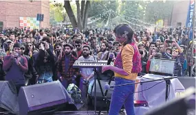  ?? ABOVE Natasha Humera Ejaz performs at Lahore Music Meet 2020 as Stupid Happiness Theory, her electronic music project. ??