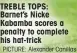  ?? PICTURE: Alexander Canillas ?? TREBLE TOPS: Barnet’s Nicke Kabamba scores a penalty to complete his hat-trick