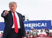  ?? (Shannon Stapleton/Reuters) ?? FORMER US PRESIDENT Donald Trump at his first postpresid­ency campaign rally in Wellington, Ohio, on Saturday.