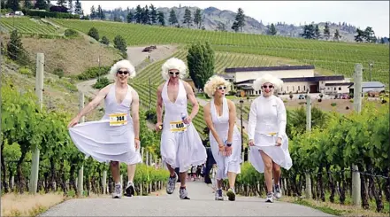  ?? Photo contribute­d ?? Runners in the Half Corked Marathon this morning in Oliver are encouraged to dress up. Runners and non-runners alike can reward themselves with wine at the Party at the Finish Line 11 a.m. to 3 p.m.