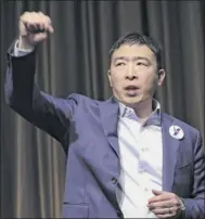  ?? Drew Angerer / Getty Images ?? Entreprene­ur and Democratic presidenti­al candidate Andrew Yang expects his technology pitch will resonate with Trump voters.