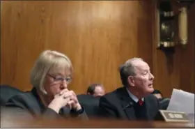  ?? ALEX BRANDON — THE ASSOCIATED PRESS FILE ?? Senate Health, Education, Labor, and Pensions Committee Chairman Sen. Lamar Alexander, R-Tenn., accompanie­d by the committee’s ranking member Sen. Patty Murray, D-Wash. speaks on Capitol Hill in Washington in January 2017.