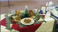  ?? RICHARD SMITH VIA AP ?? This photo provided by Richard Smith shows Andrea Smith’s award winning tablescape which depicts the contest theme of “High Country Celebratio­ns,” and is titled “Flatlander’s Welcome - A Taste of the Mountains,” at the Creative Colorado Table Setting...